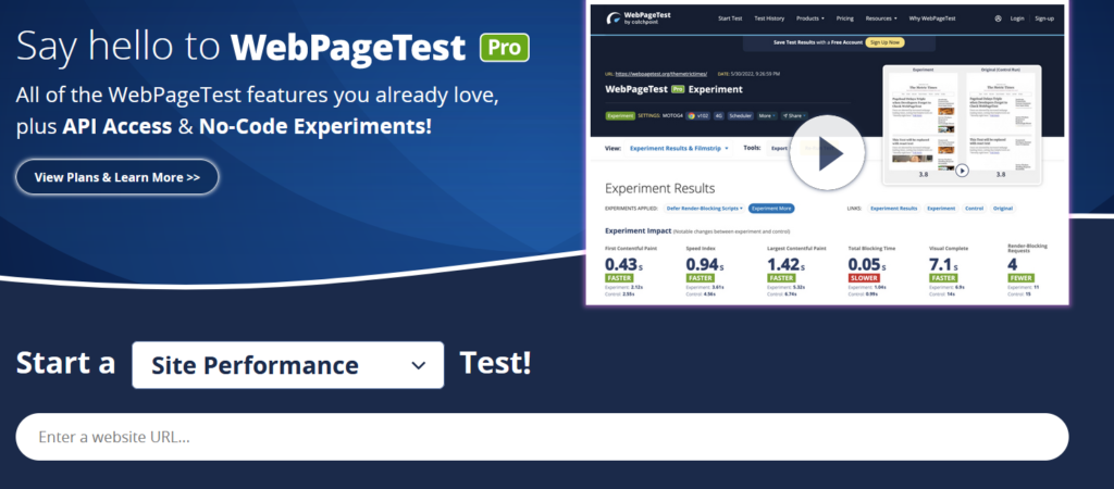 webpagetest mobile-friendly tool test